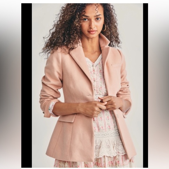 Excellent Condition Loveshackfancy Lula Wool Blazer in Rose Stone Size 8